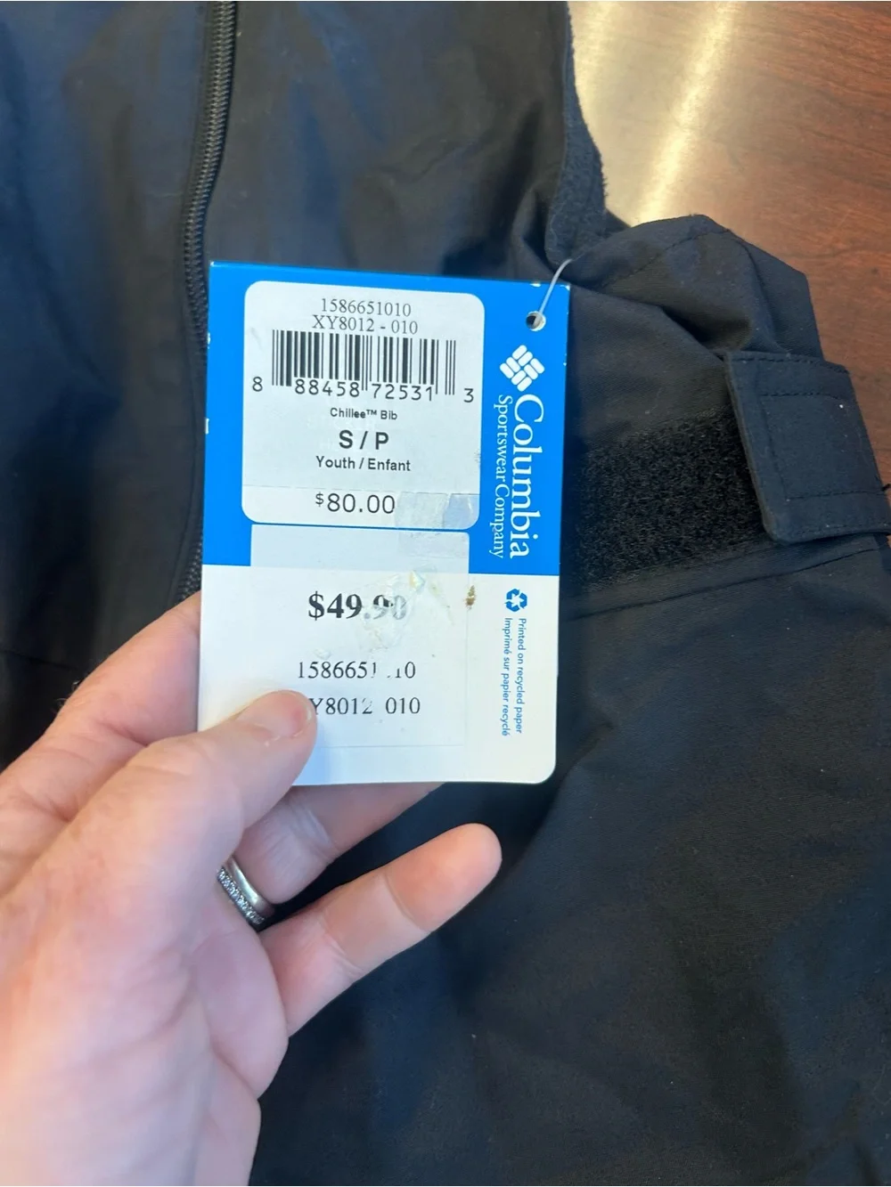 Columbia Chiltee Bib Unisex Kids Snow Bib Pants Black Insulated size small NWT